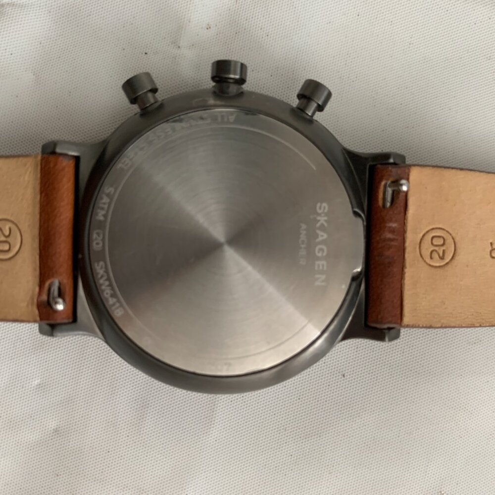 Men's Skagen Ancher Chronograph Brown Leather Strap Watch SKW6418 ⭐️ - Picture 10 of 14